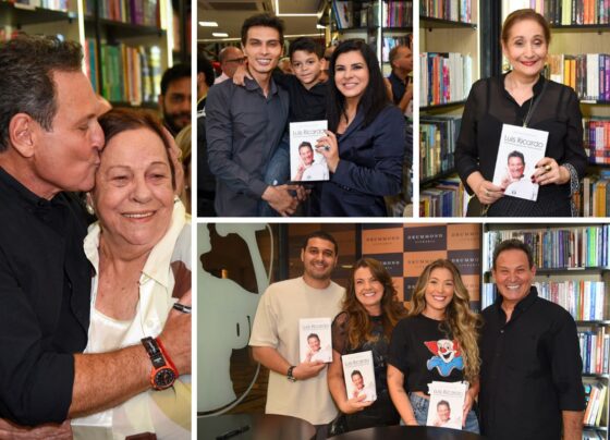 Luis Ricardo recebeu famosos e a família em lançamento de livro