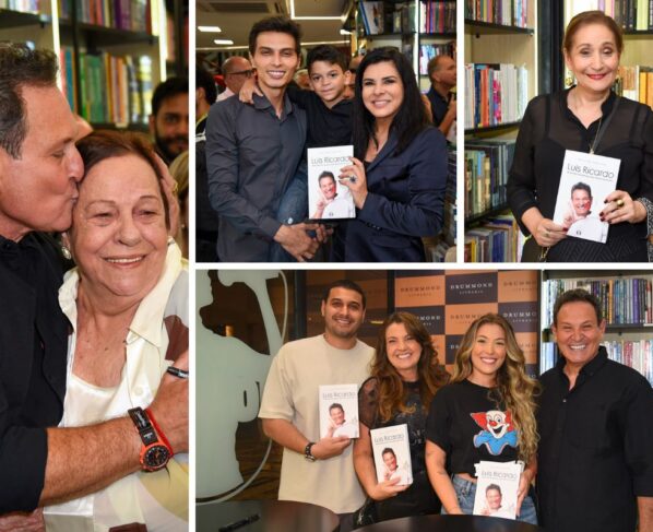 Luis Ricardo recebeu famosos e a família em lançamento de livro