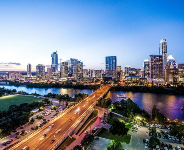 Skyline de Austin, a capital do Texas e lar para eventos como o SXSW