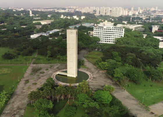 Foto aérea da Cidade Universitária, um dos campi da USP, localizada na cidade de São Paulo